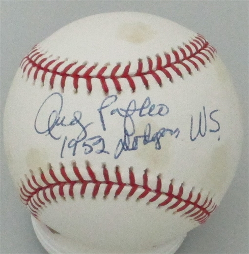 ANDY PAFKO (d) SIGNED OFFICIAL MLB BASEBALL W/ 1952 DODGERS WS