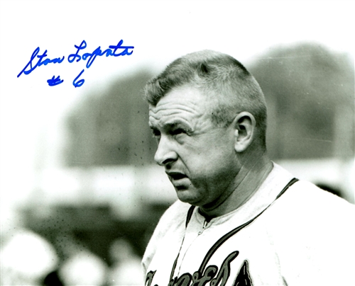 STAN LOPATA (d) SIGNED 8x10 MILW. BRAVES PHOTO #1