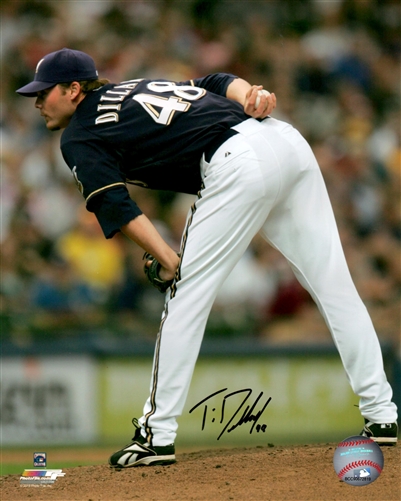 TIM DILLARD SIGNED 8X10 BREWERS PHOTO #1