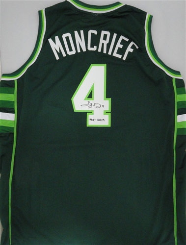 SIDNEY MONCRIEF SIGNED CUSTOM REPLICA GREEN BUCKS JERSEY WHITE #'S W/HOF