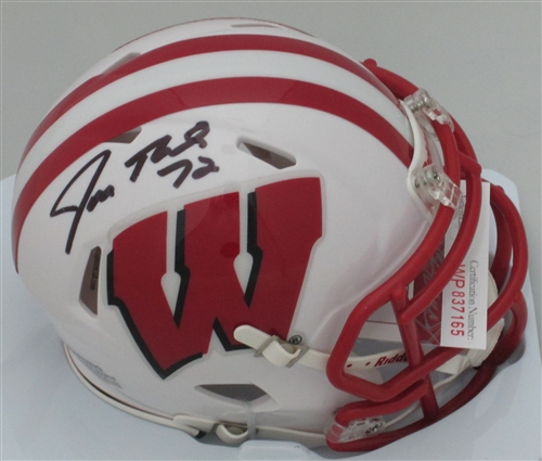 JOE THOMAS SIGNED WI BADGERS MINI HELMET - JSA