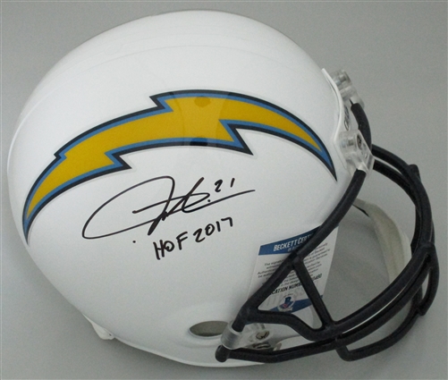 LADANIAN TOMLINSON SIGNED FULL SIZE CHARGERS REPLICA WHITE SPEED HELMET - BAS
