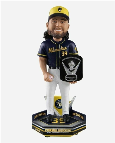 CORBIN BURNES 2021 CY YOUNG FOREVER FOCO BREWERS BOBBLEHEAD