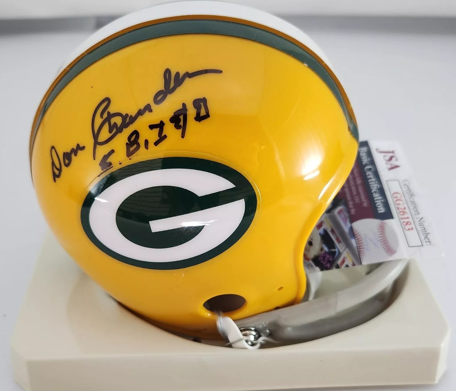 DON CHANDLER (d) SIGNED PACKERS MINI HELMET W/ SB I II - JSA